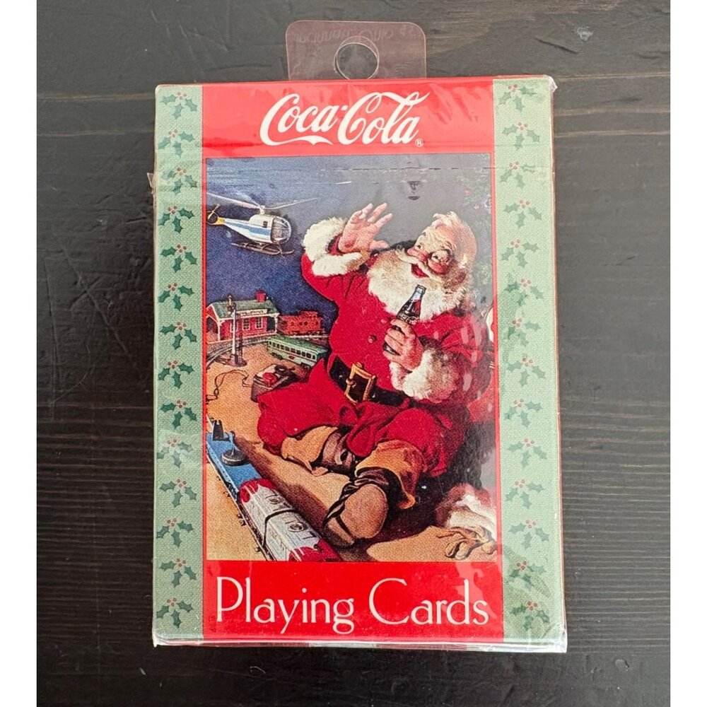 Vintage Coca-Cola Christmas Santa By Train Set Playing Cards Collectible 1992